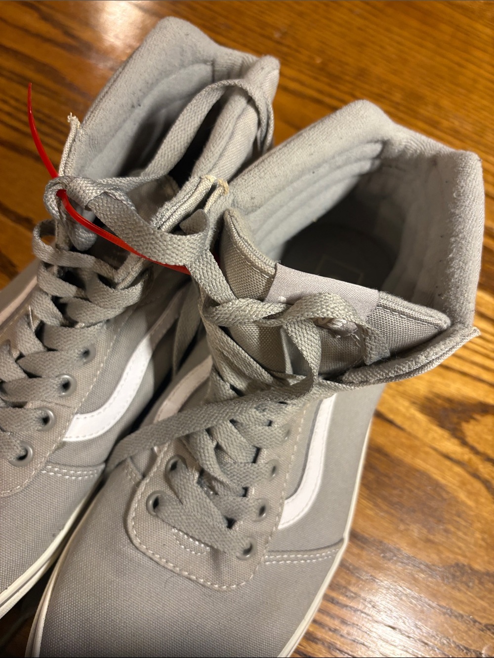 Vans Gray High-Top Canvas Sneakers with White Side Stripe - Picture 5 of 8